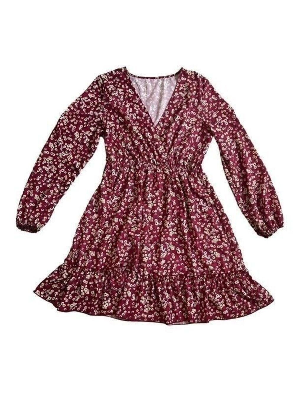 SHEIN Red Floral Dress Dress size L